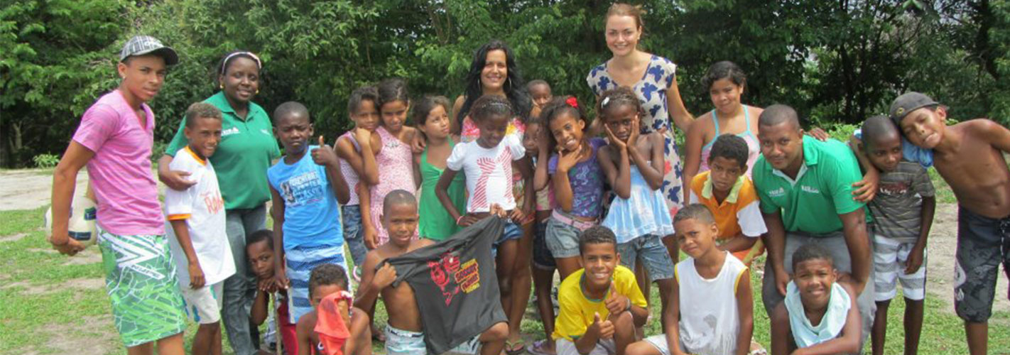 Volunteers with children