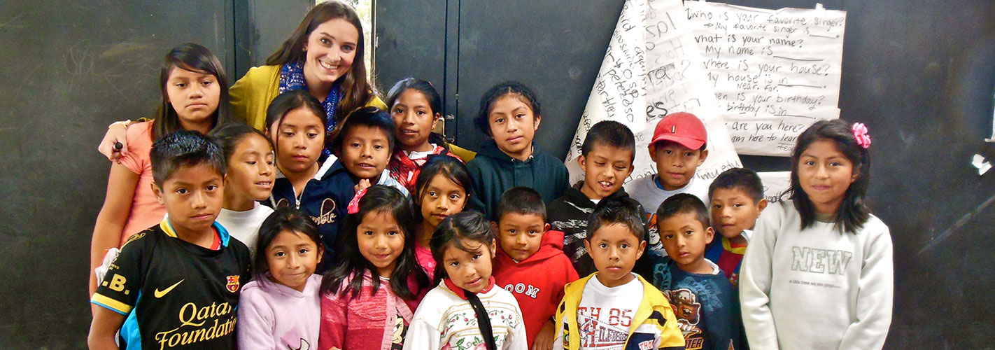 Volunteers with children